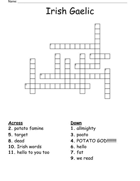 irish gaelic crossword clue